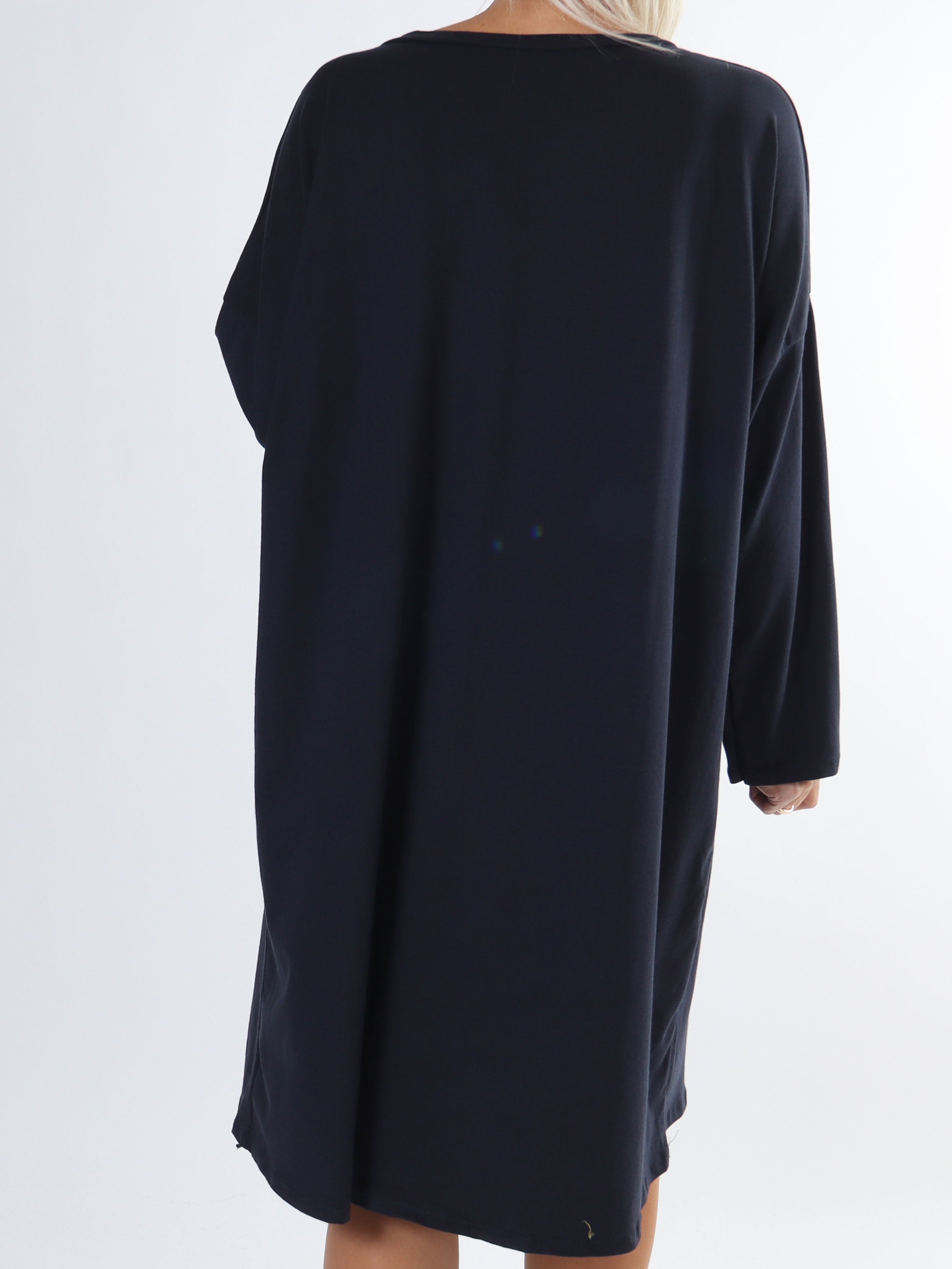 Amal Glitter - Plus size kjole i bomuld med tryk i similisten